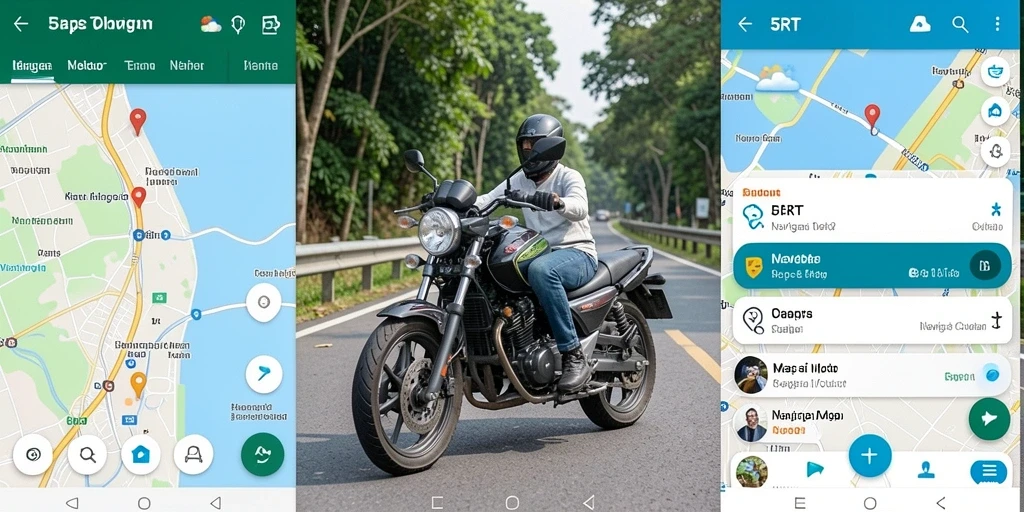 Antarmuka 5RT menampilkan rute dan informasi navigasi motor yang jelas.