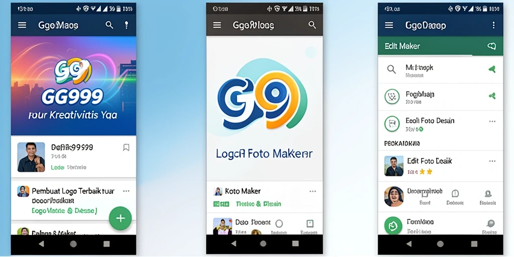Tampilan antarmuka GG999 yang ramah pengguna untuk desain logo.