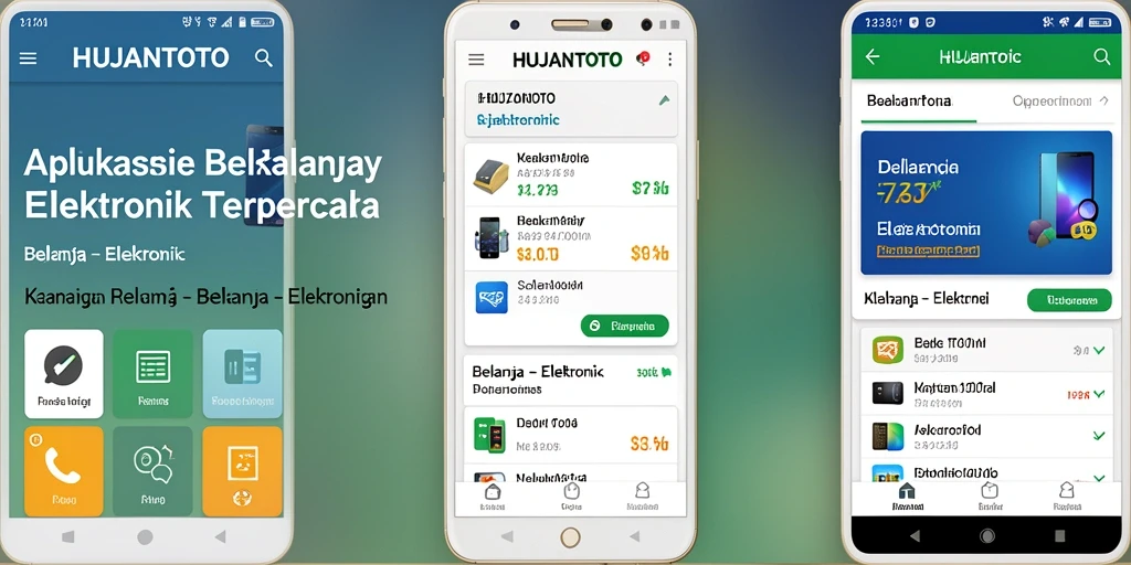 Antarmuka HUJANTOTO menampilkan berbagai produk elektronik dengan desain yang menarik.