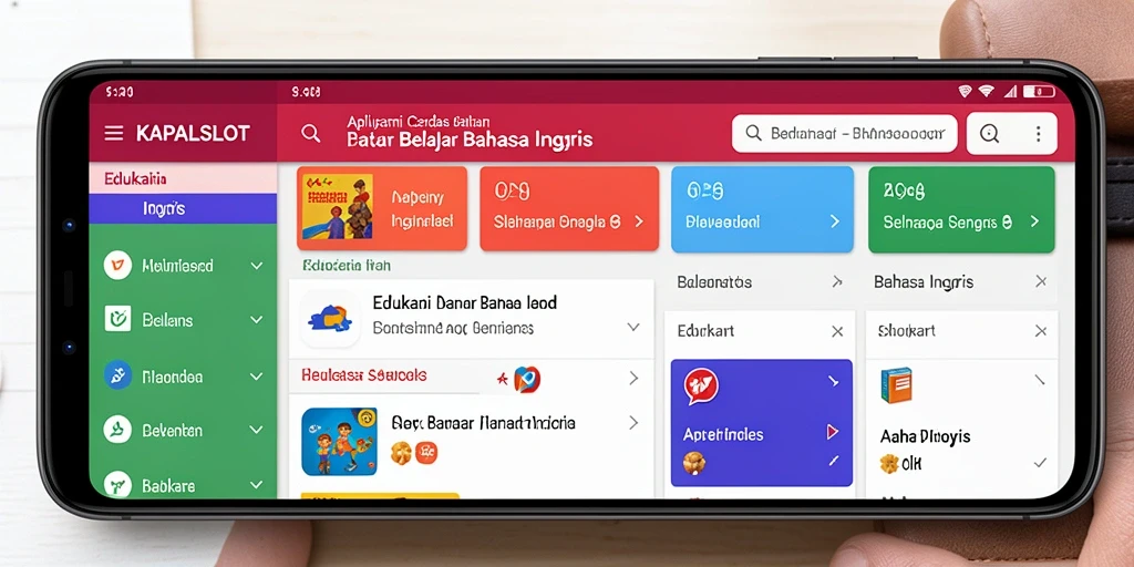 Tampilan antarmuka KAPALSLOT yang intuitif untuk belajar bahasa Inggris.