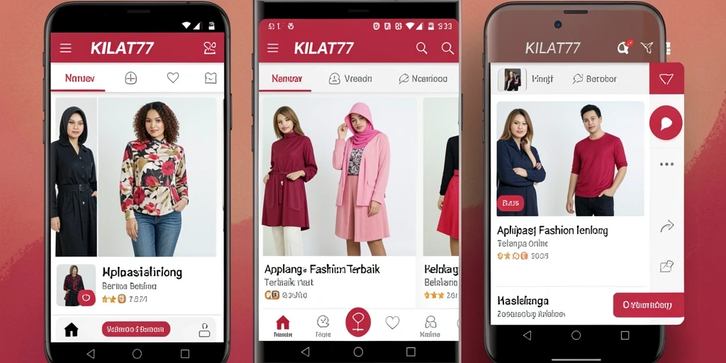 Tampilan antarmuka utama aplikasi KILAT77 dengan beragam produk fashion.