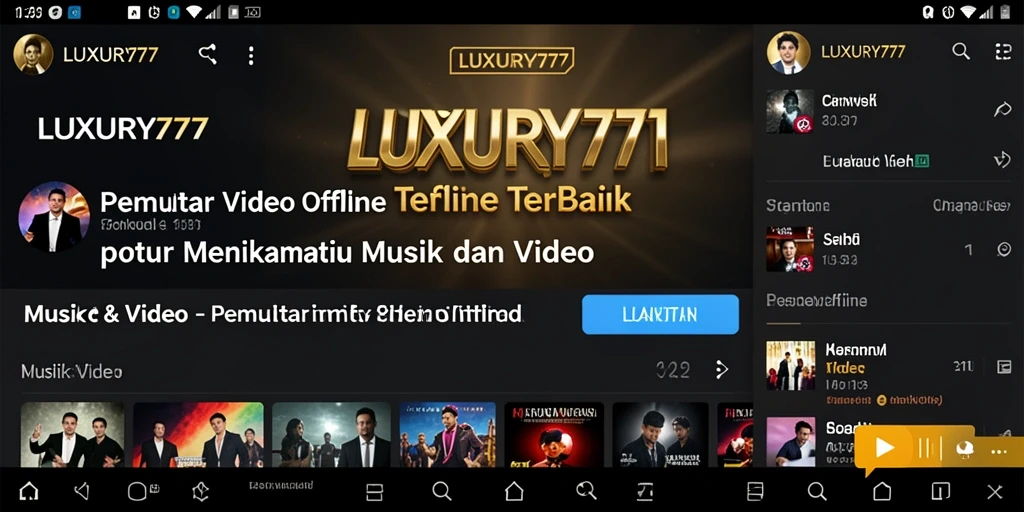 Antarmuka sederhana aplikasi LUXURY777 untuk pemutar video offline.