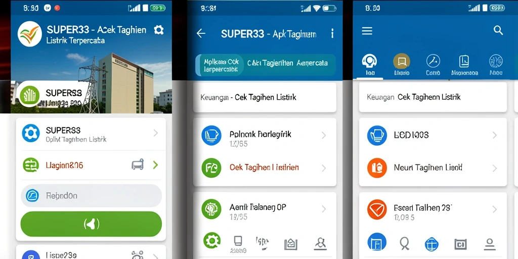 Antarmuka aplikasi SUPER33 untuk cek tagihan listrik dengan fitur mudah dan cepat.