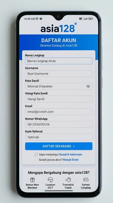 Cara Daftar Akun Baru di asia128 untuk Android